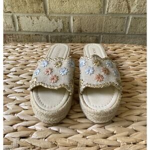 Jack Rogers Palmer Platform Wedge Espadrille Weave Sandal Slip On Metallic 5.5